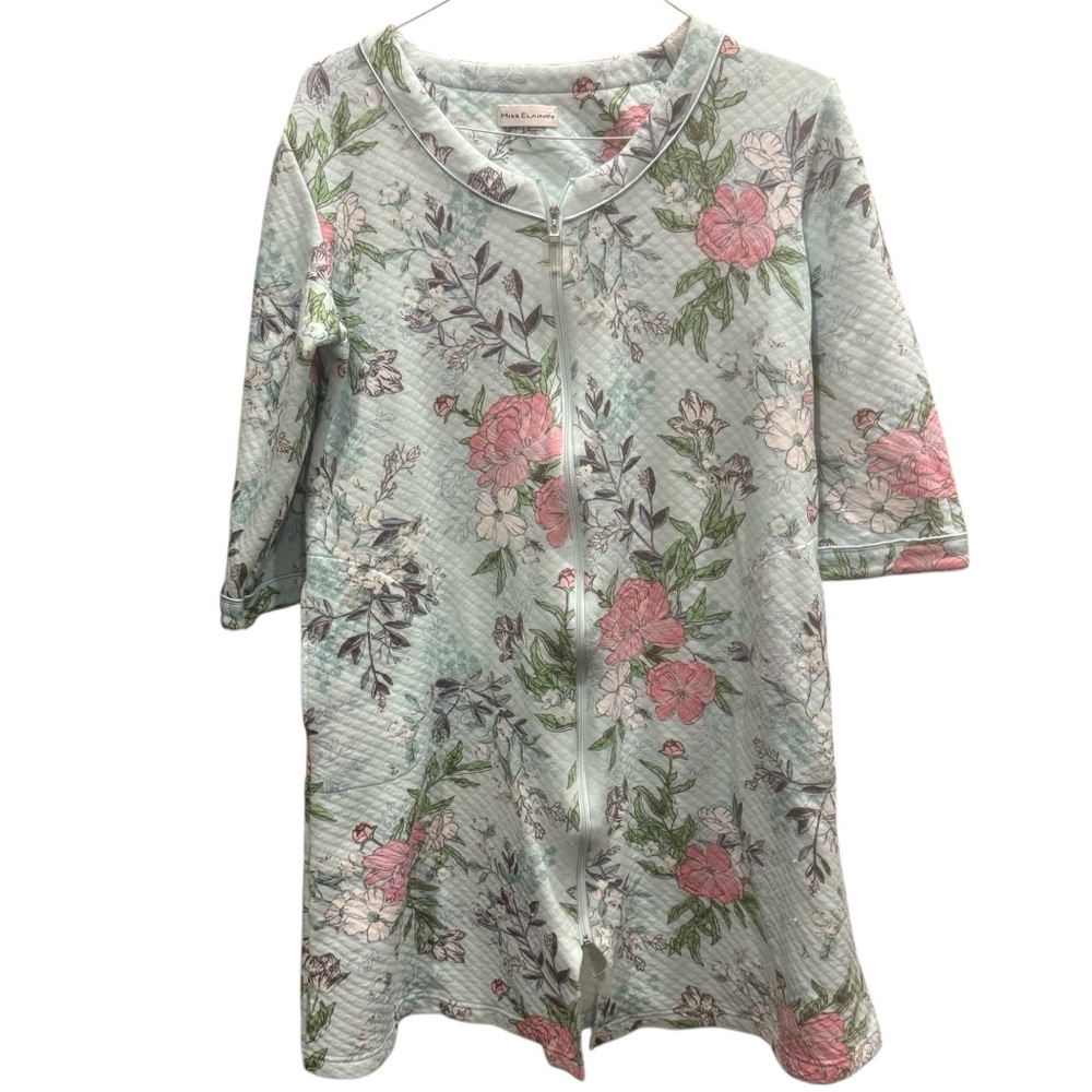 MISS ELAINE MINT GREEN FLORAL NIGHTGOWN HOUSECOAT